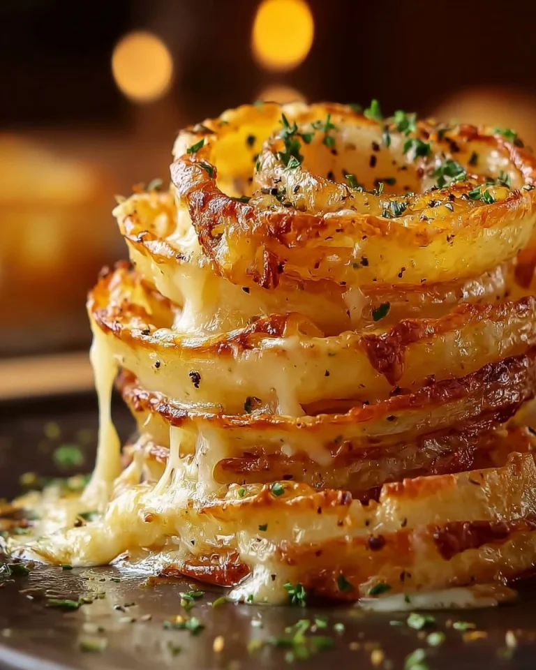 Cheesy Tennessee onions twist recipe served with herbs and cheese
