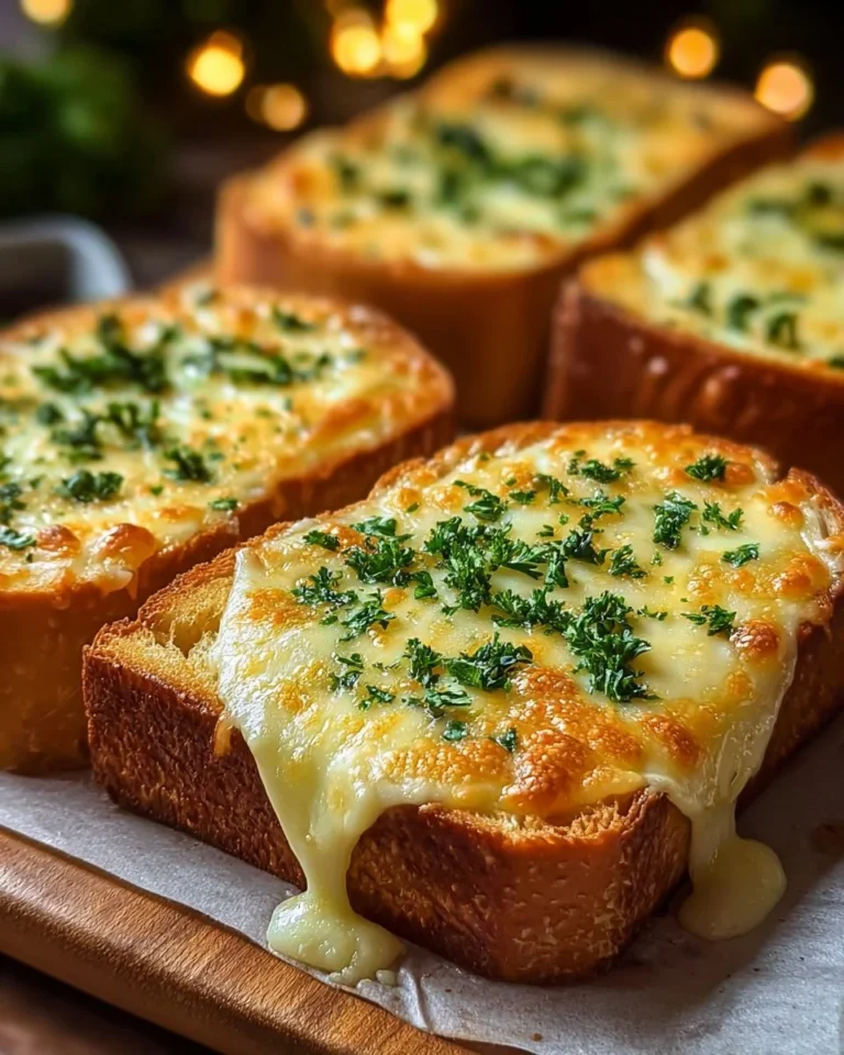 Delicious cheesy Texas toast with melted cheese and golden-brown crust