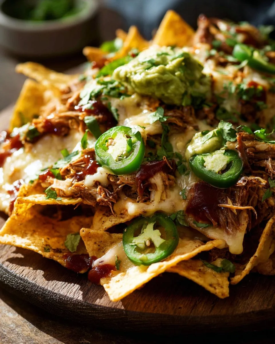 Delicious Chicken Nachos topped with cheese, jalapenos, and salsa
