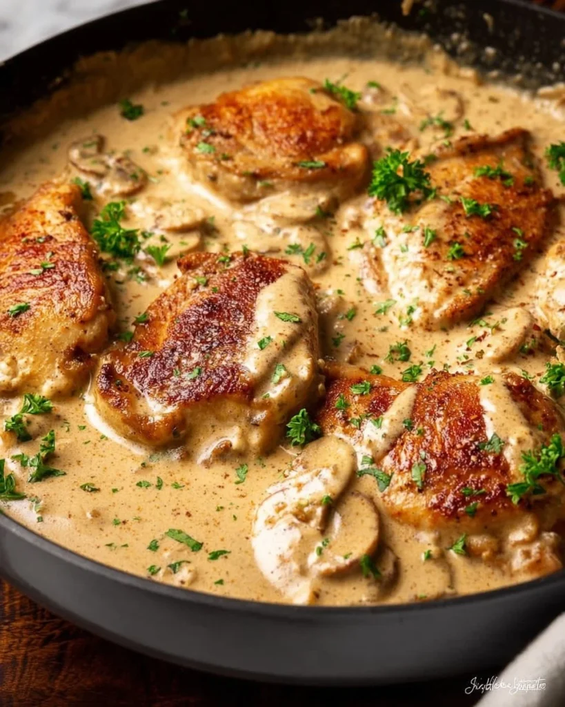Delicious chicken breast served with creamy sour cream sauce
