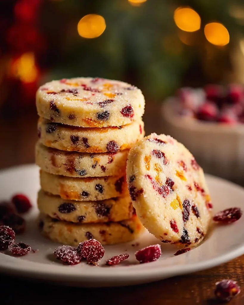 Plate of delicious citrus-kissed shortbread coins with zesty flavors.
