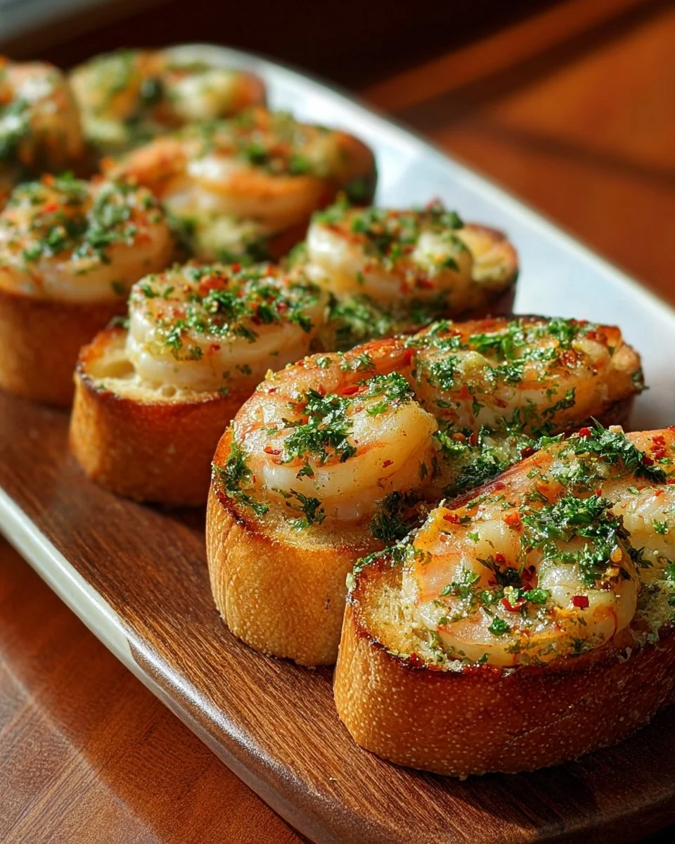 Crabby Shrimp Garlic Bread Bombs served on a plate with herbs and spices.