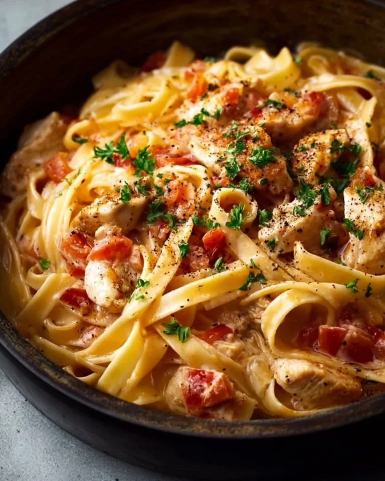 Plate of creamy Cajun chicken pasta garnished with parsley