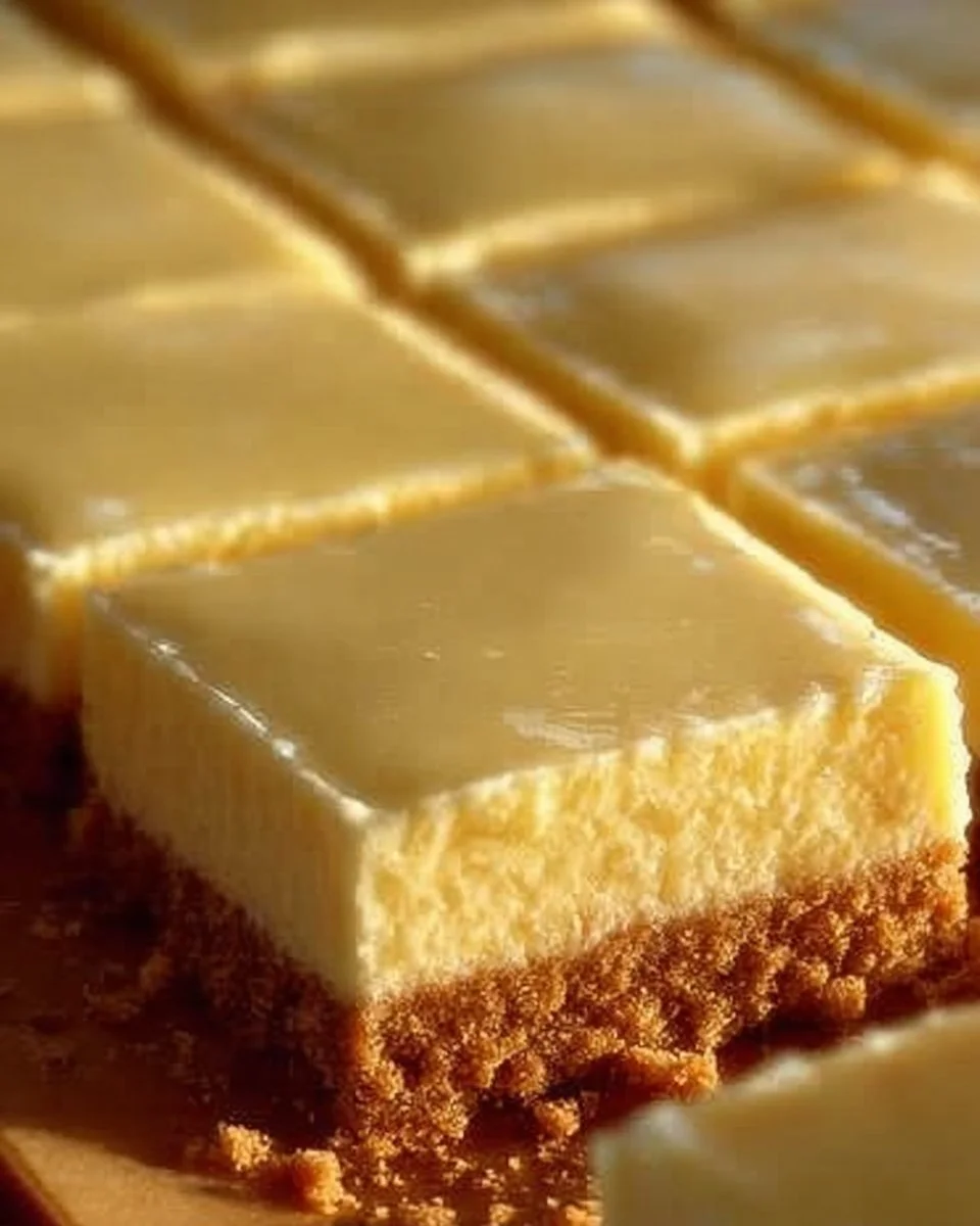 Delicious creamy lemon squares topped with powdered sugar and lemon zest