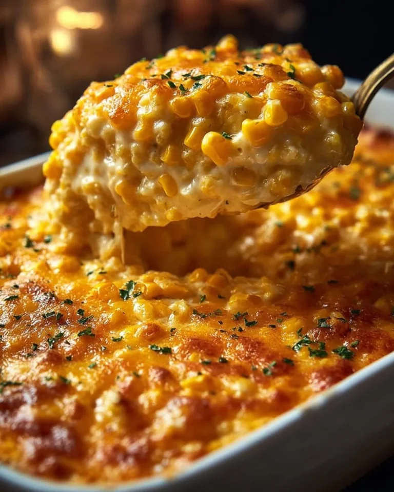 Creamy slow cooker corn dish served in a rustic bowl
