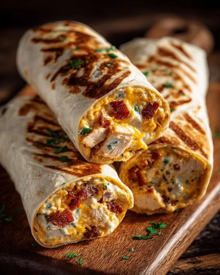 Crispy bacon chicken ranch wraps ready to serve on a plate.