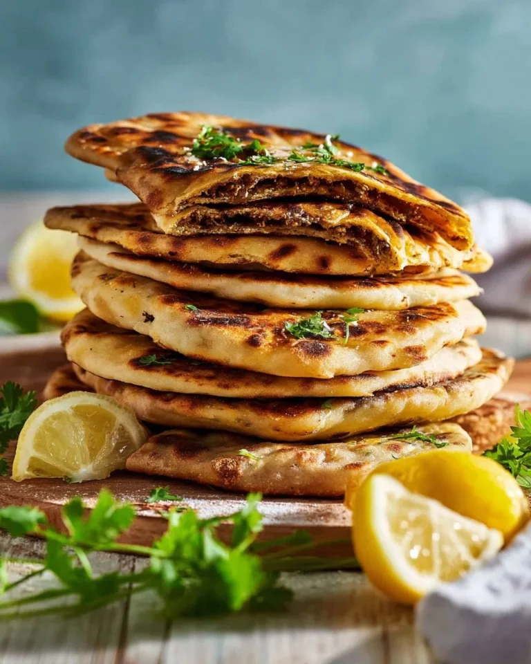Crispy Arayes, Lebanese meat stuffed pita served on a plate