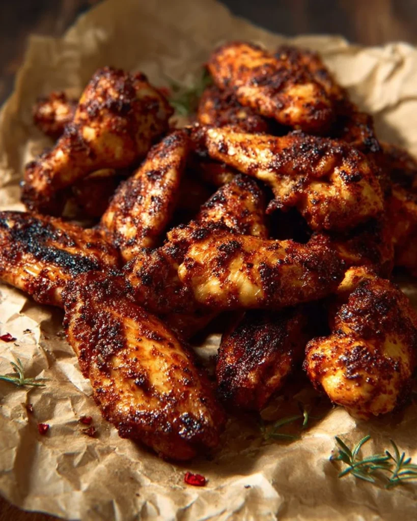 Extra crispy air fryer chicken wings served with dipping sauce