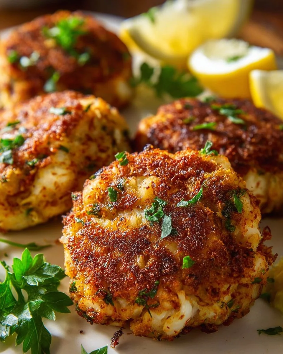 Delicious famous crab bombs served with dipping sauce