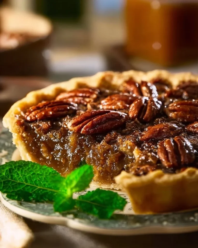 Goo Free Pecan Pie made with gluten-free ingredients and topped with pecans.