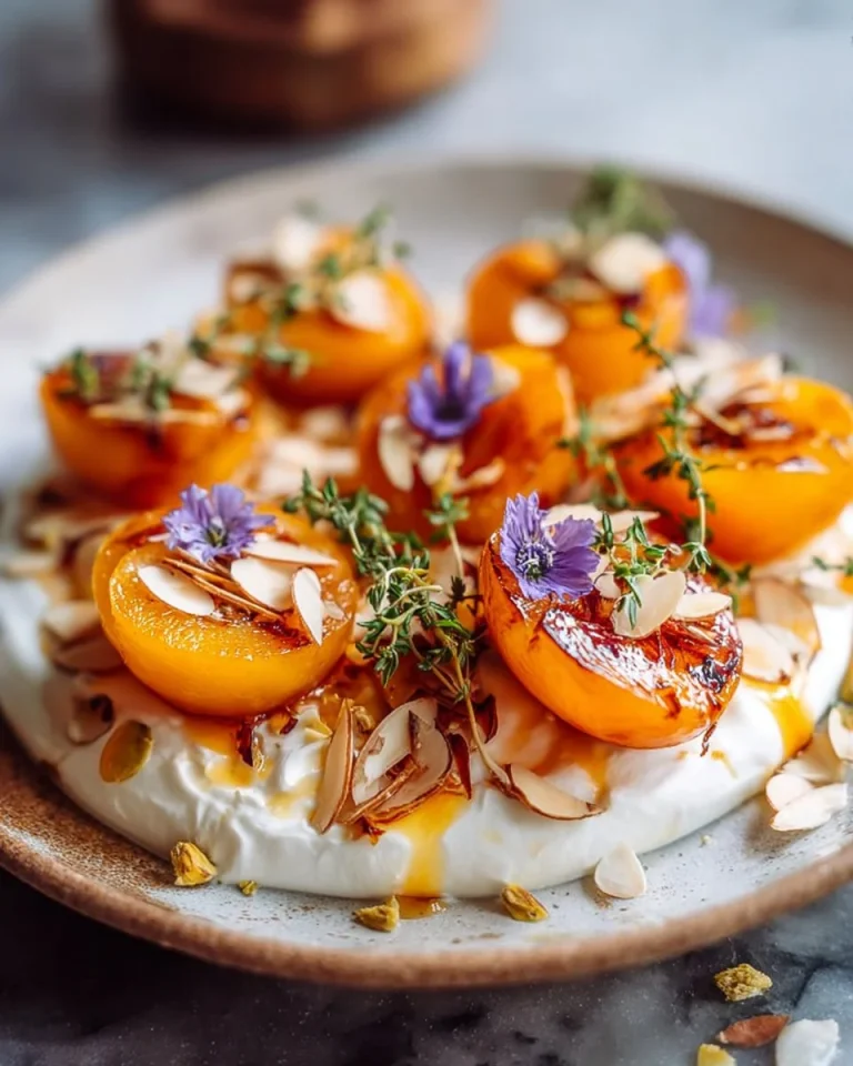 Delicious grilled apricots with whipped goat cheese and thyme-honey glaze