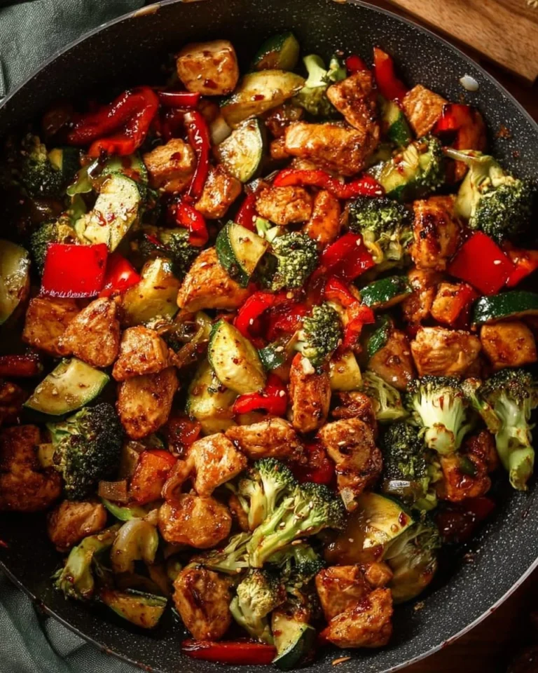 Healthy air fryer chicken and veggies dish served on a plate.