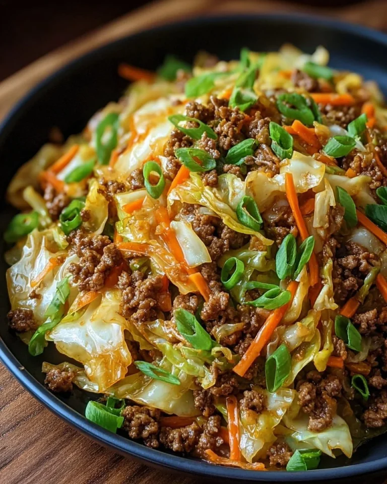 Healthy Chinese ground beef cabbage stir-fry dish
