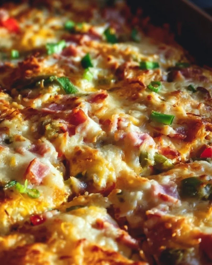 Hearty Farmer’s Casserole with vegetables and meat baked in a savory dish