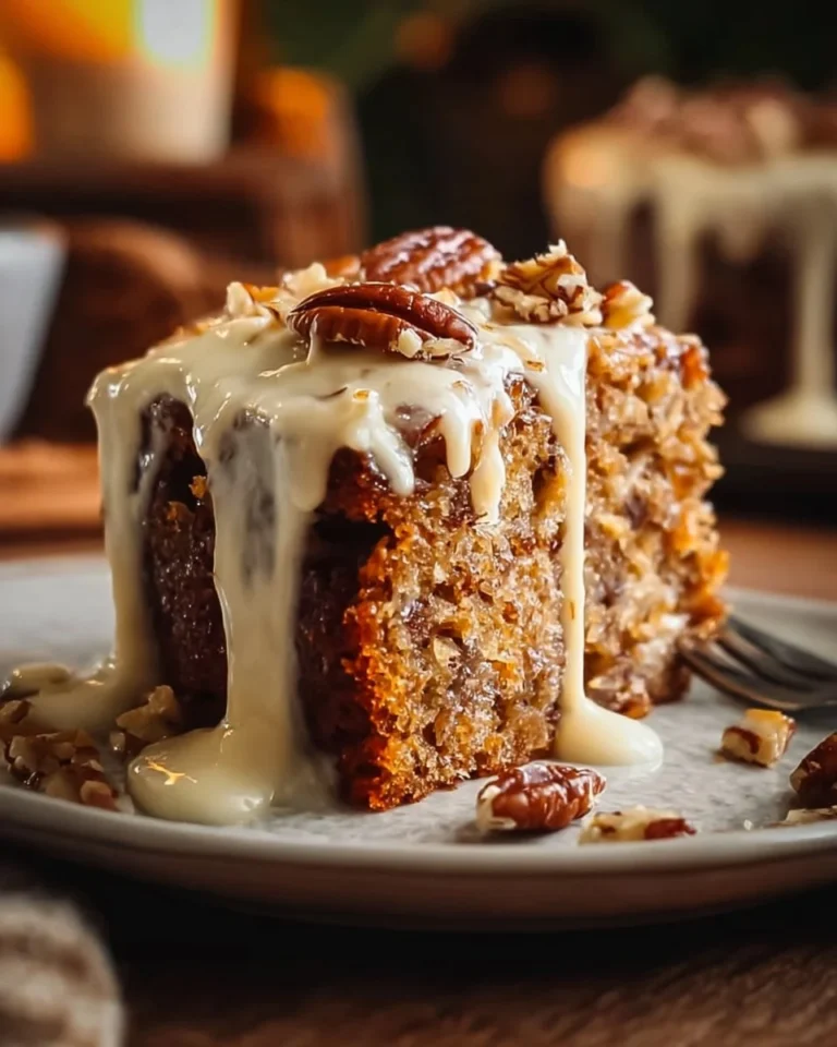 Delicious Hummingbird Cake with frosting and tropical fruit toppings