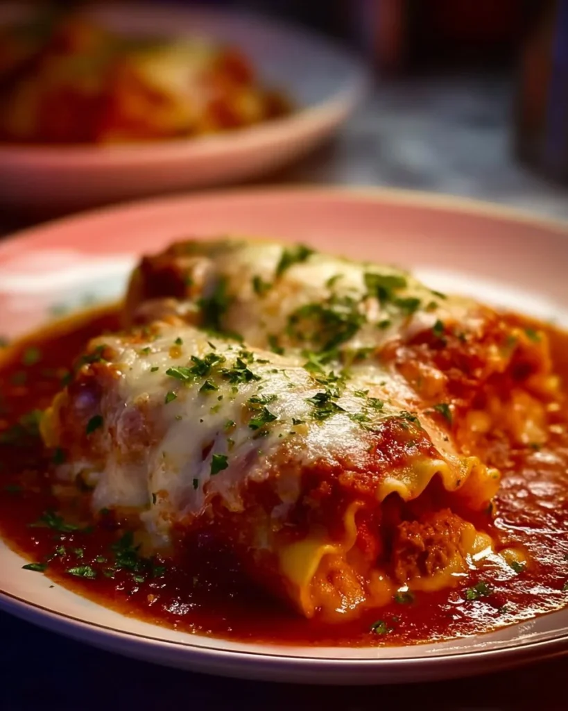Italian Meatball Lasagna Roll-Ups ready to be served