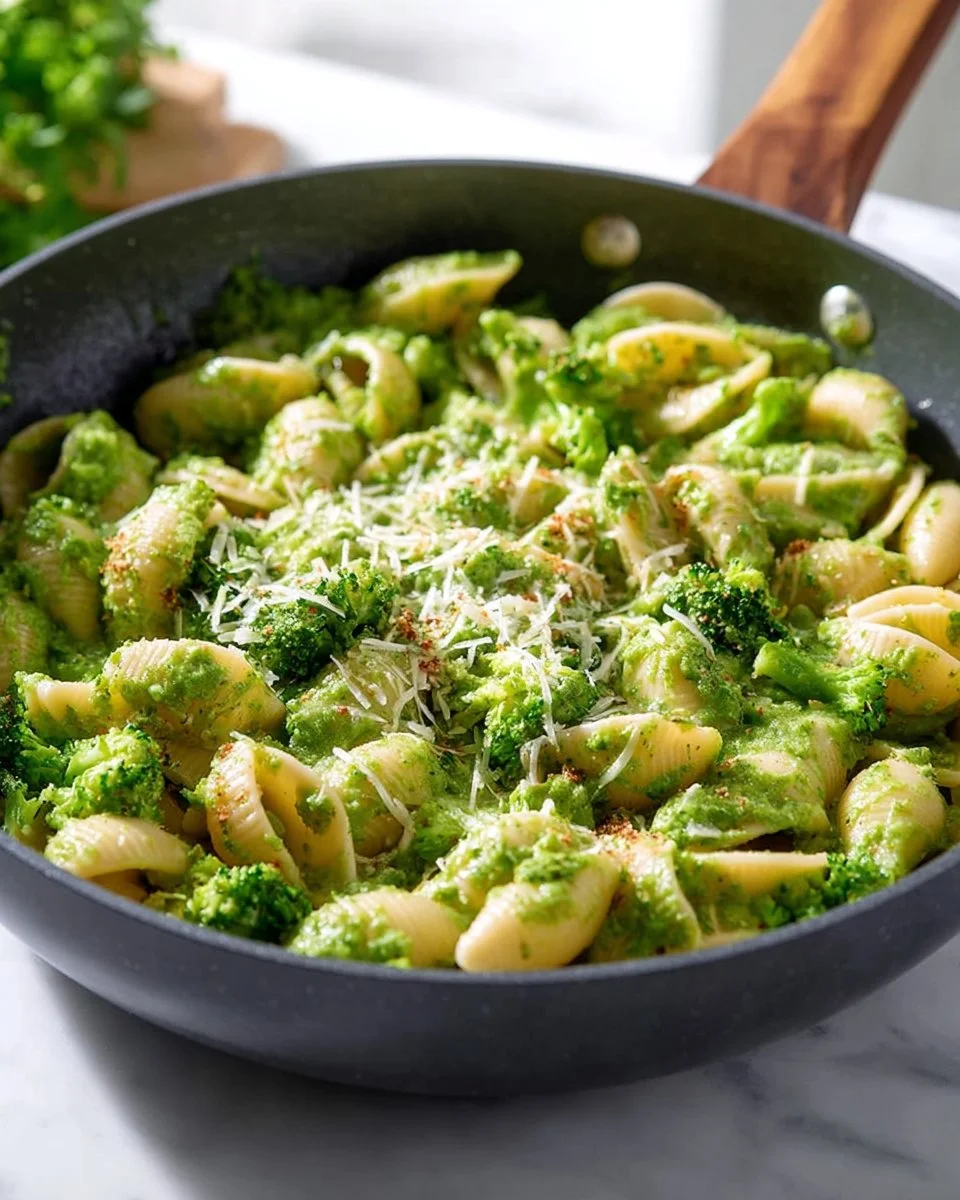 Light and healthy broccoli pasta dish with fresh vegetables