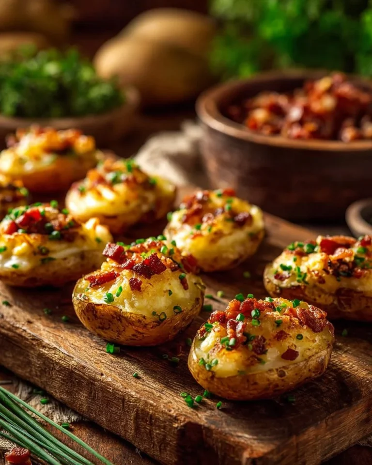 Delicious loaded sliced baked potatoes topped with cheese and bacon