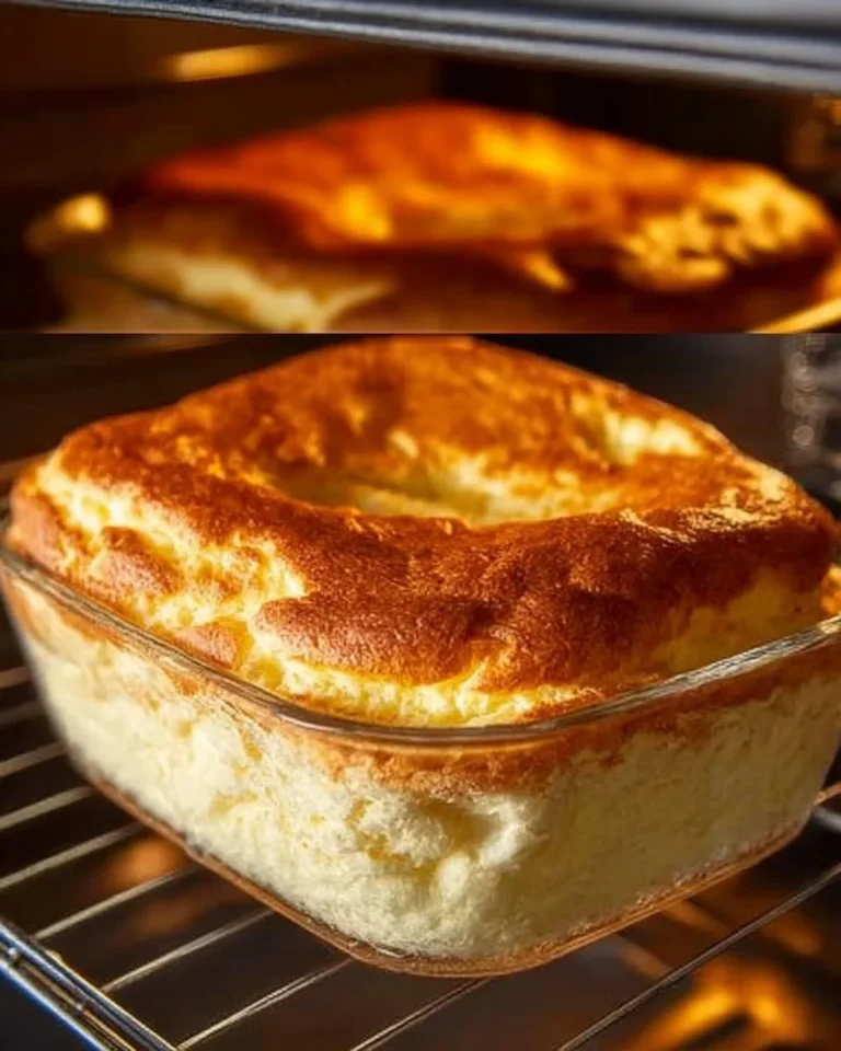 Slice of Magic Custard Cake with layers of custard and soft cake texture