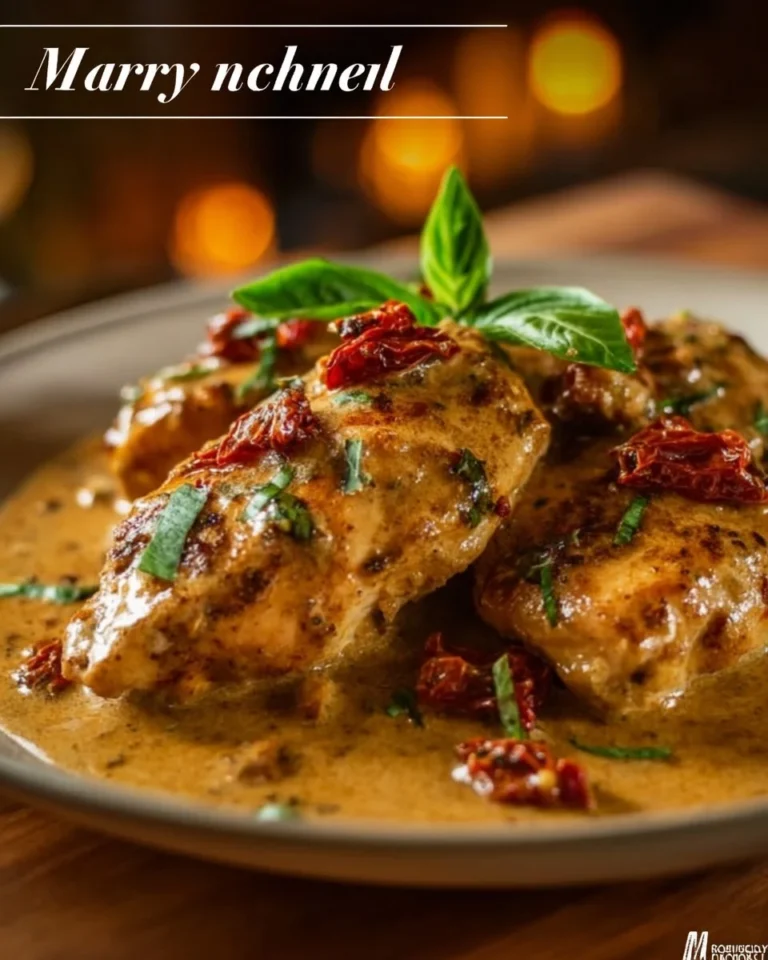 Delicious plate of Marry Me Chicken with creamy sauce and herbs