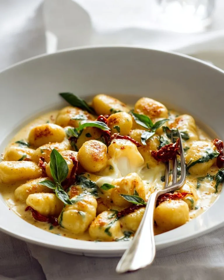 Plate of Marry Me Gnocchi topped with Burrata cheese