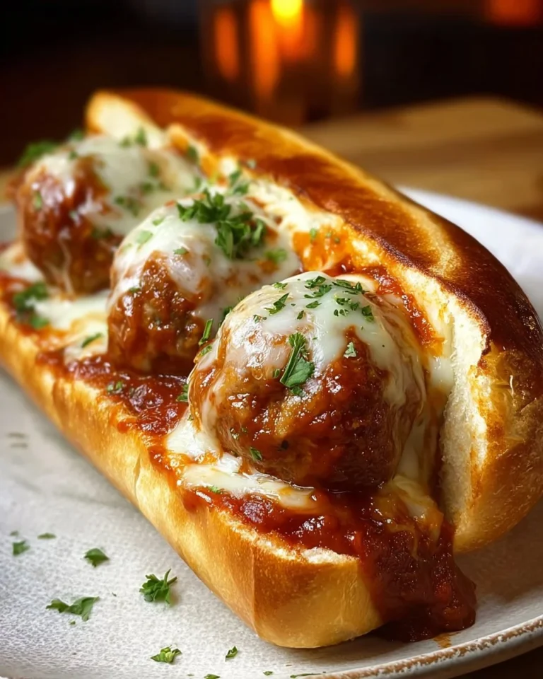 Delicious meatball grinder sandwich with marinara sauce and mozzarella cheese