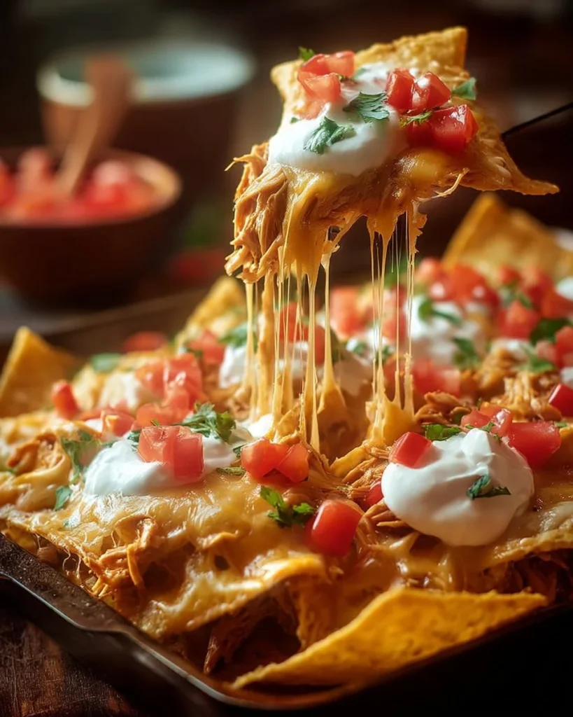 Mexican White Trash Casserole served in a baking dish with toppings.