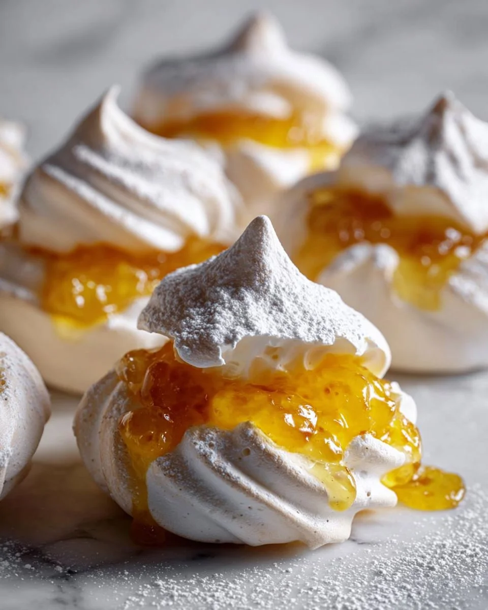 Miso mango meringue clouds dessert with a unique blend of savory and sweet flavors.