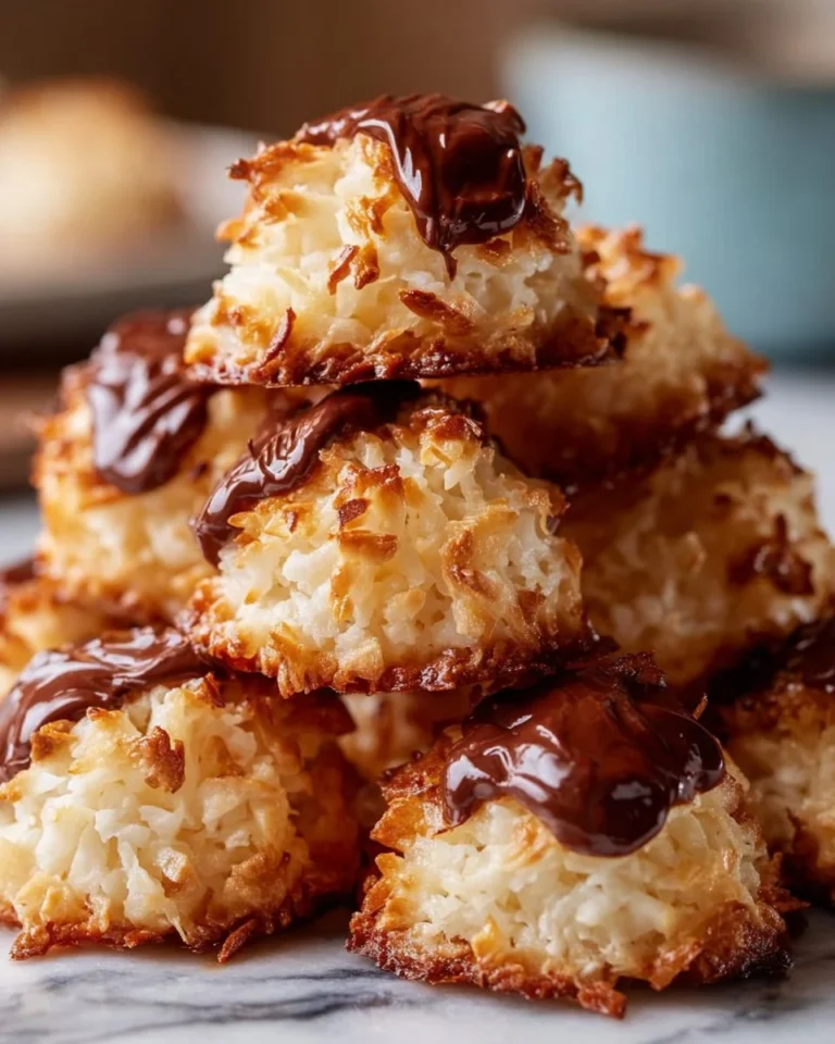 No bake salted caramel coconut macaroons arranged on a plate