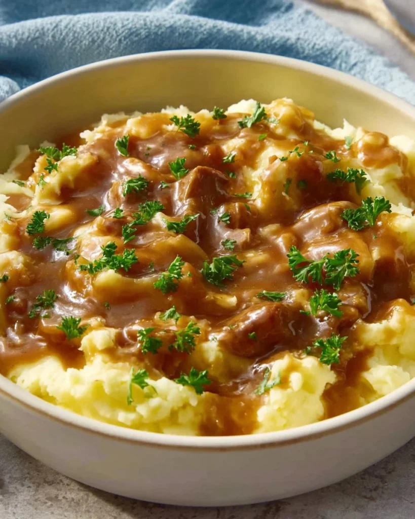 Delicious homemade onion gravy served with roast dinner