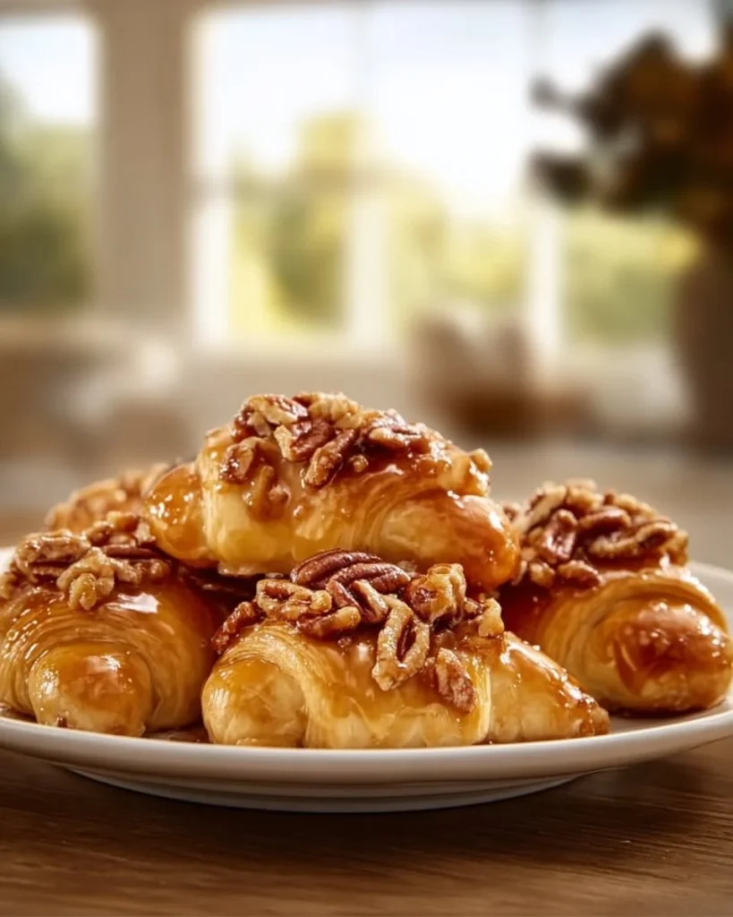 Pecan Pie Crescents served on a plate, showcasing a delicious dessert variation.