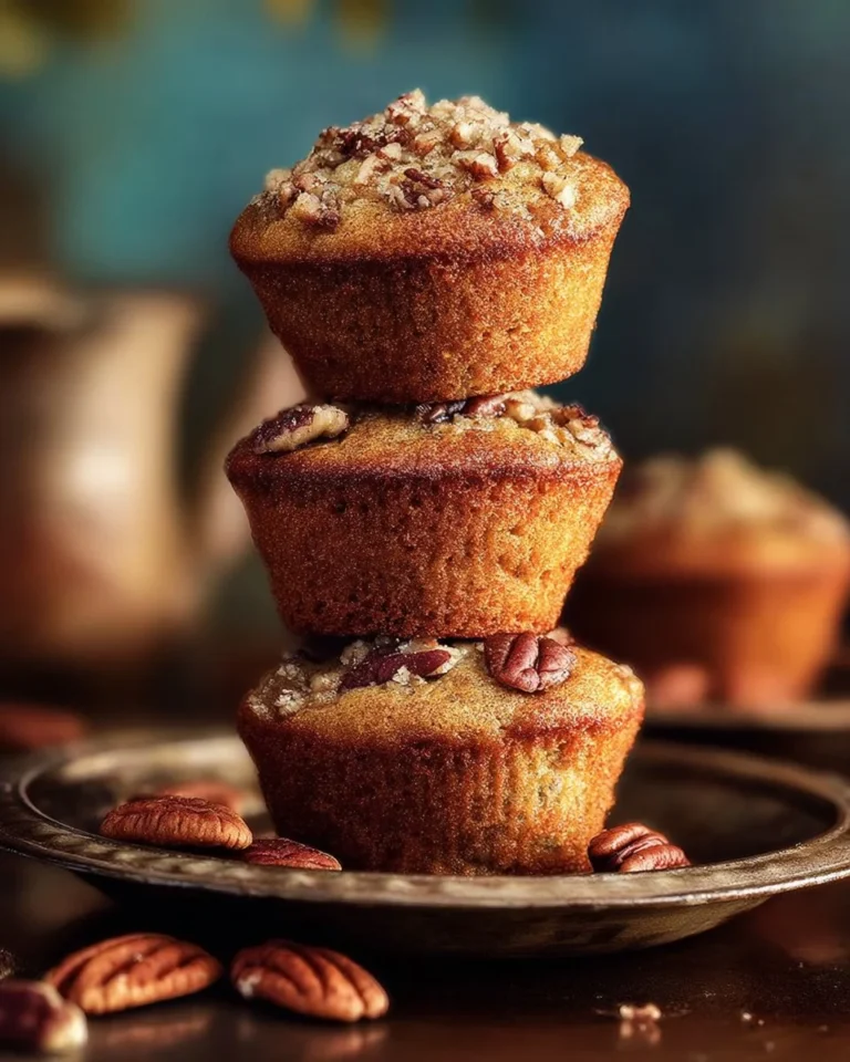 Delicious pecan pie muffins with a crunchy topping and rich pecan flavor.