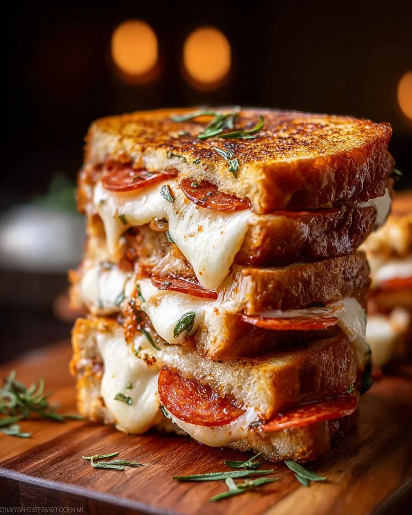 Delicious Pizza Grilled Cheese Sandwiches, meld of cheese and pizza flavors