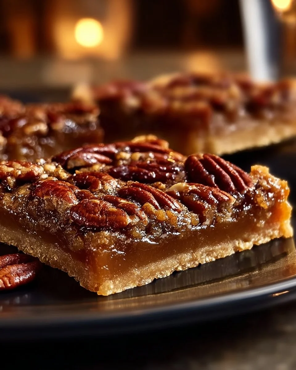 Delicious Salted Pecan Pie Bars topped with a sprinkle of salt and pecans