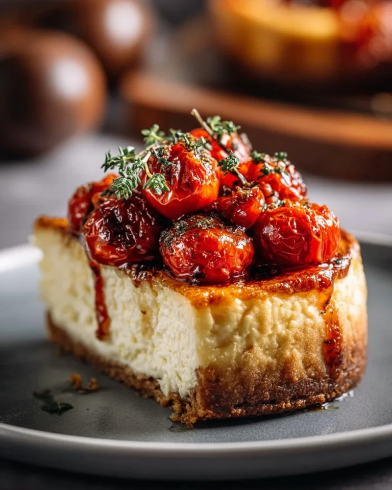 Savory cheesecake with roasted tomato jam and parmesan crust