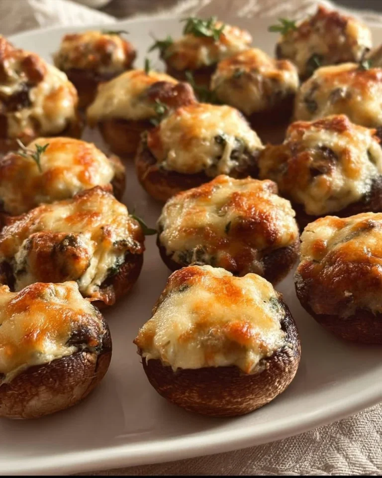 Savory crab stuffed mushrooms baked to perfection for a delightful appetizer