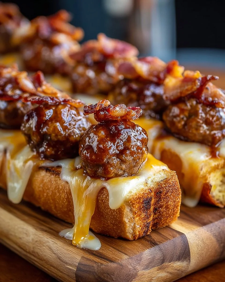 Delicious Bourbon BBQ Meatball Subs served with crispy bread and fresh toppings