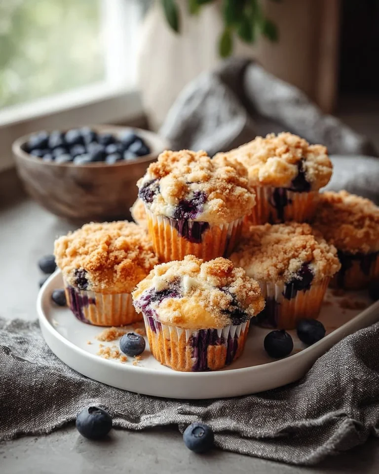 Freshly baked sour cream blueberry muffins on a cooling rack