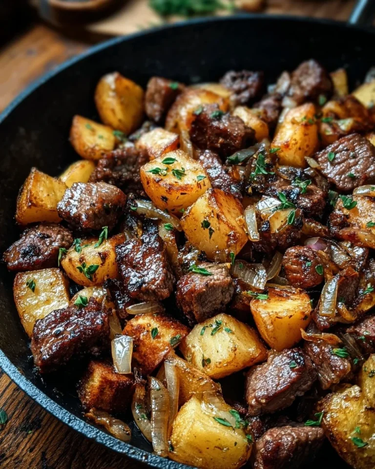 Delicious steak and potatoes dish served on a plate