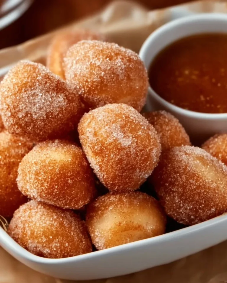 Sweet air fryer churro bites served with chocolate dipping sauce.