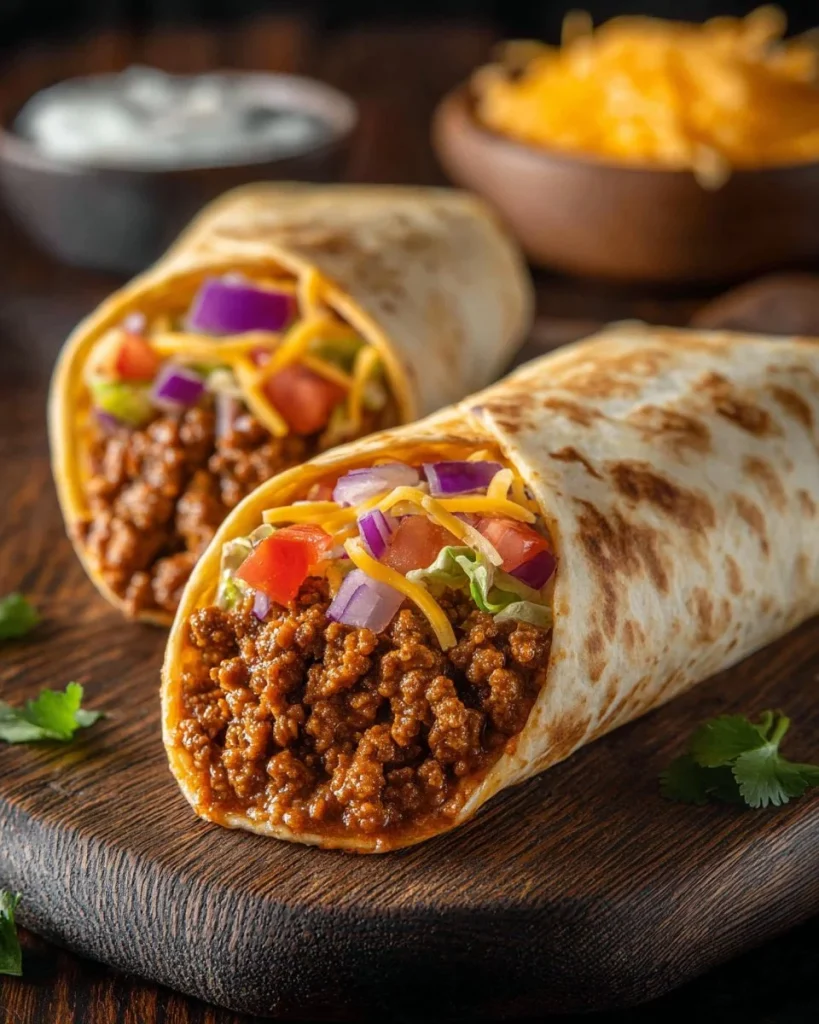 Taco Bell's Beefy Melt Burrito featuring beef, cheese, and creamy sauce.
