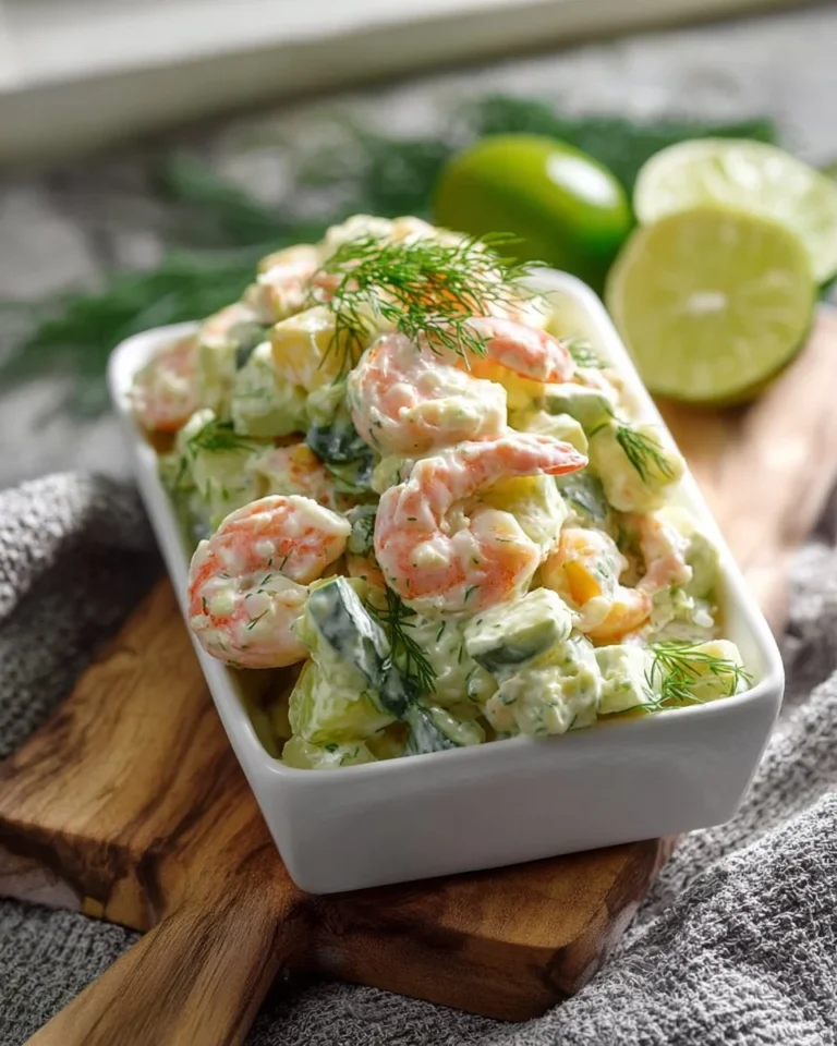 Delicious avocado shrimp salad with fresh ingredients and vibrant colors.