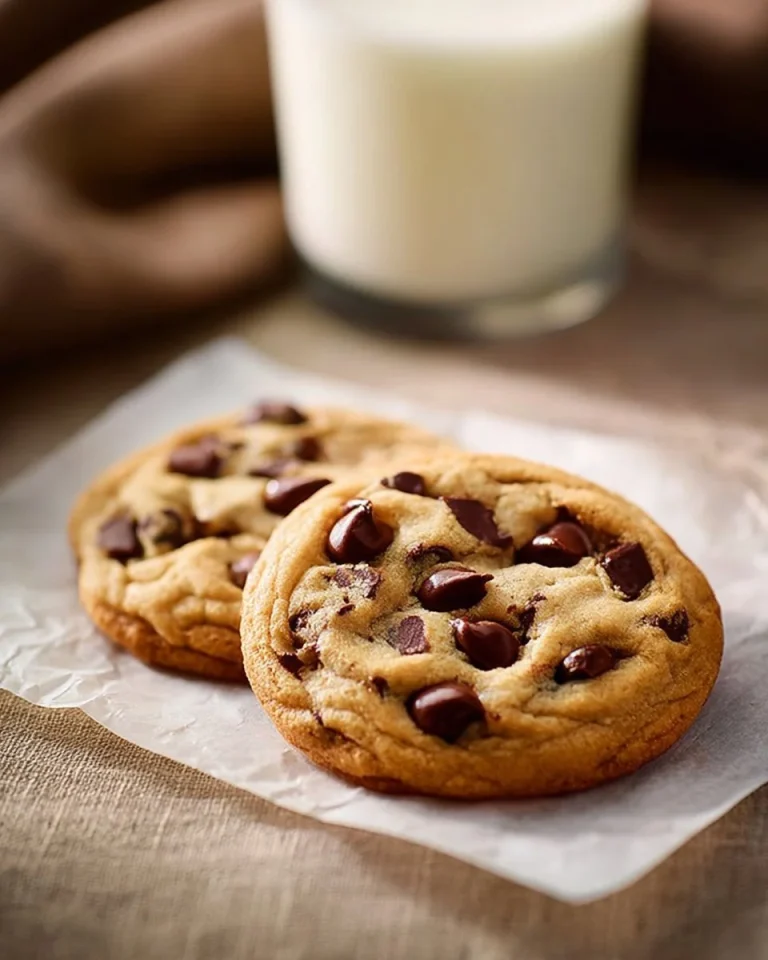 Freshly baked soft chocolate chip cookies on a cooling rack