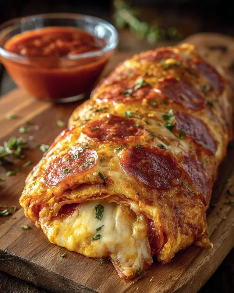 Tremendous Cheesy Pepperoni Stromboli with gooey cheese and pepperoni filling