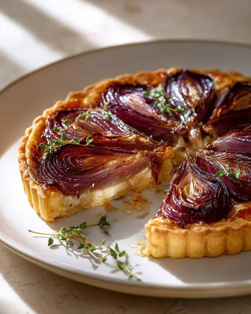 Upside-Down Feta & Shallot Puff Tarts with flaky pastry and savory filling