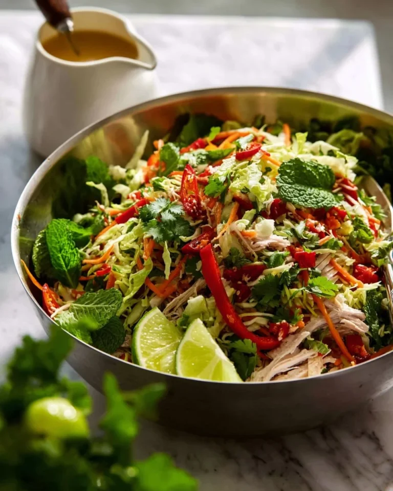 Delicious Vietnamese Chicken Salad with fresh herbs and vegetables
