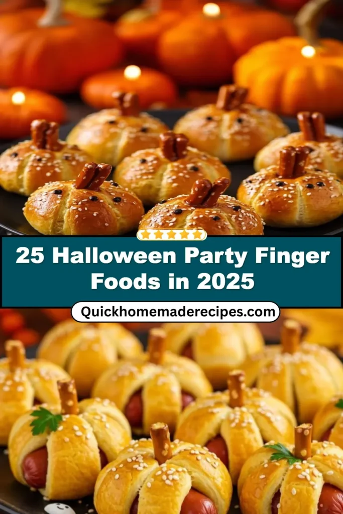 A spread of Halloween party finger foods for 2025 celebrations.