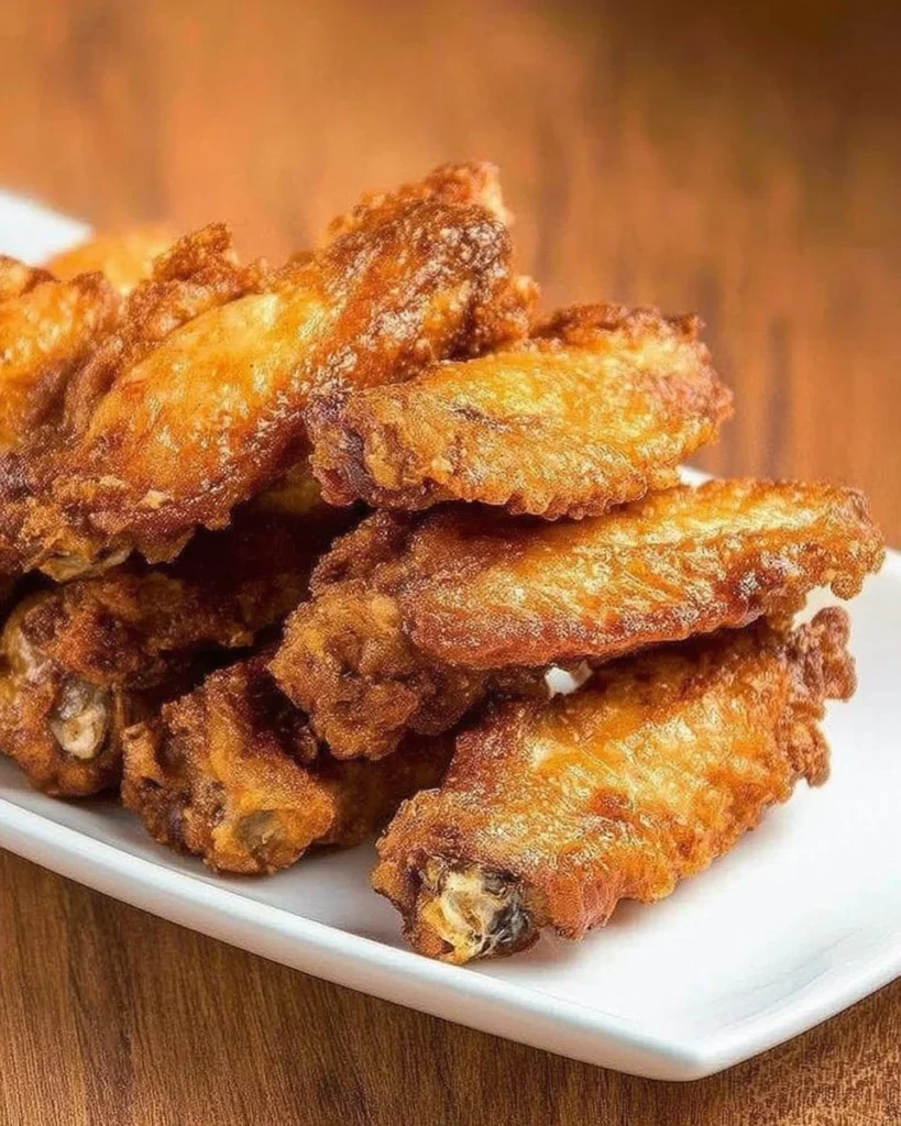 Crispy air fryer breaded chicken wings on a serving platter