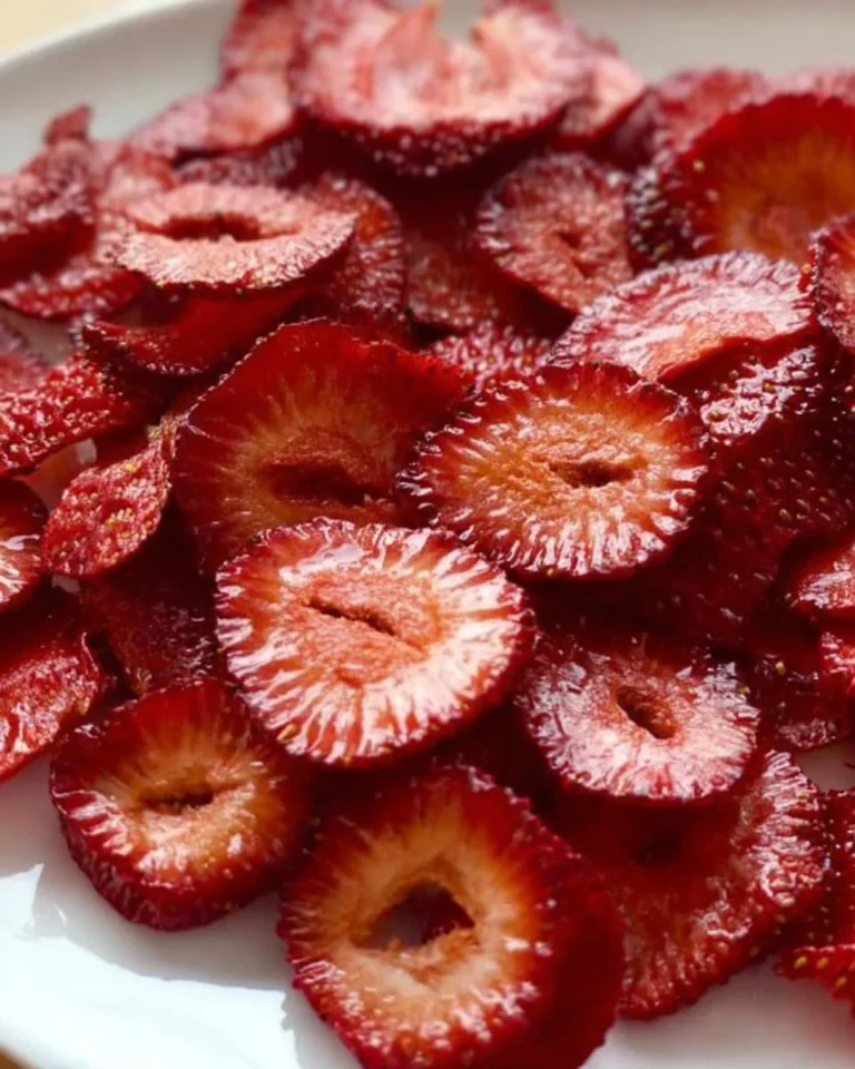 A bowl of air fryer dried strawberries ready to enjoy as a healthy snack.