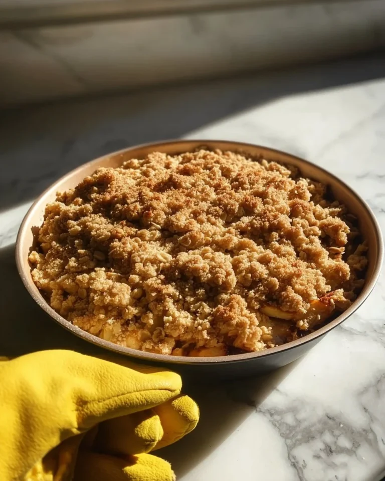 Delicious homemade apple crisp dessert topped with vanilla ice cream
